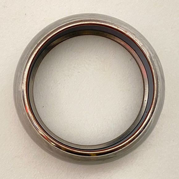 Chunky Bangle Bracelet Heather Gray Pattern Silver Tone Trim - Picture 4 of 8